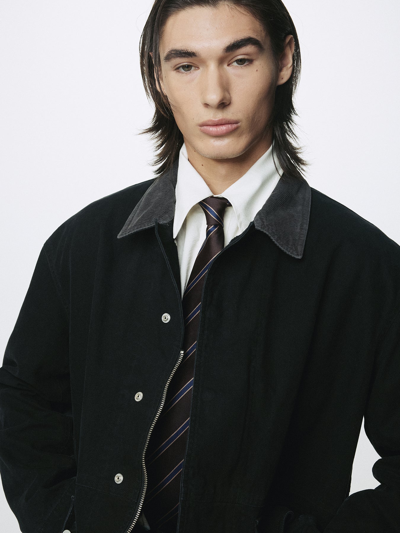 GARMENT WASHED BARN JACKET_ FADED BLACK