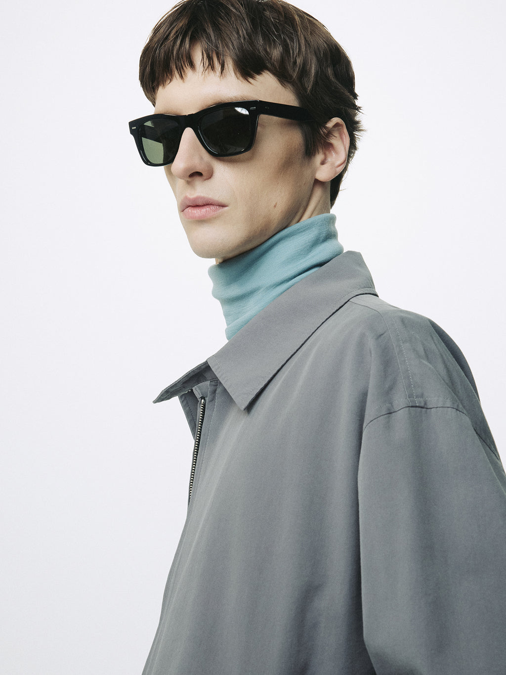 WASHED COTTON LYOCELL BLOUSON JACKET_ FADED CARBON