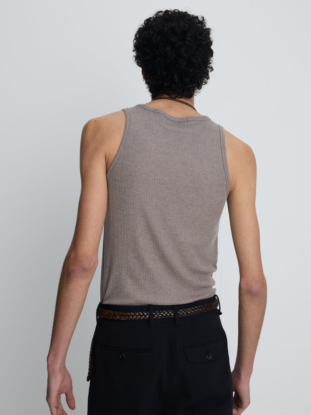 SILK LYOCELL RIB TANK TOP (JAPANESE FABRIC)_ TAUPE