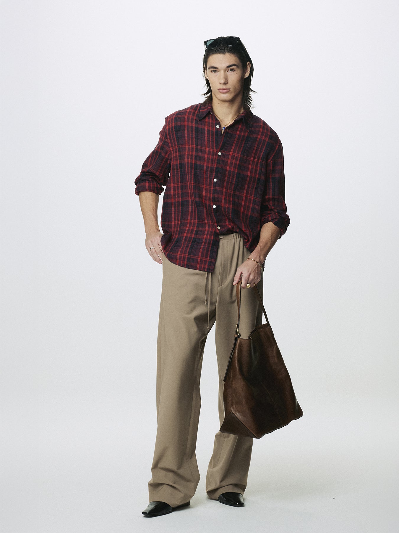 TROPICAL WOOL DRAWSTRING PANTS_ BEIGE