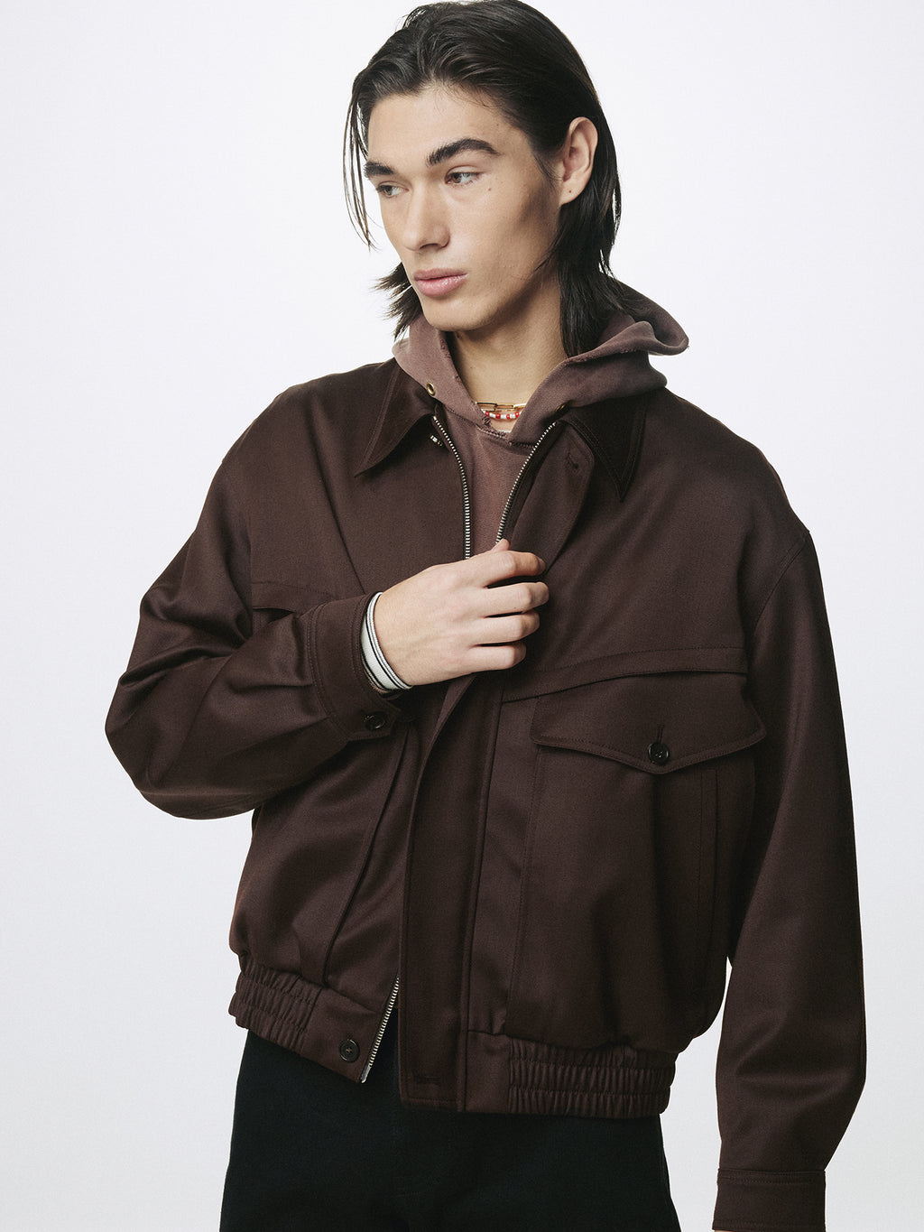 WOOL VISCOSE OVERSIZED BOMBER JACKET_ DARK BURGUNDY