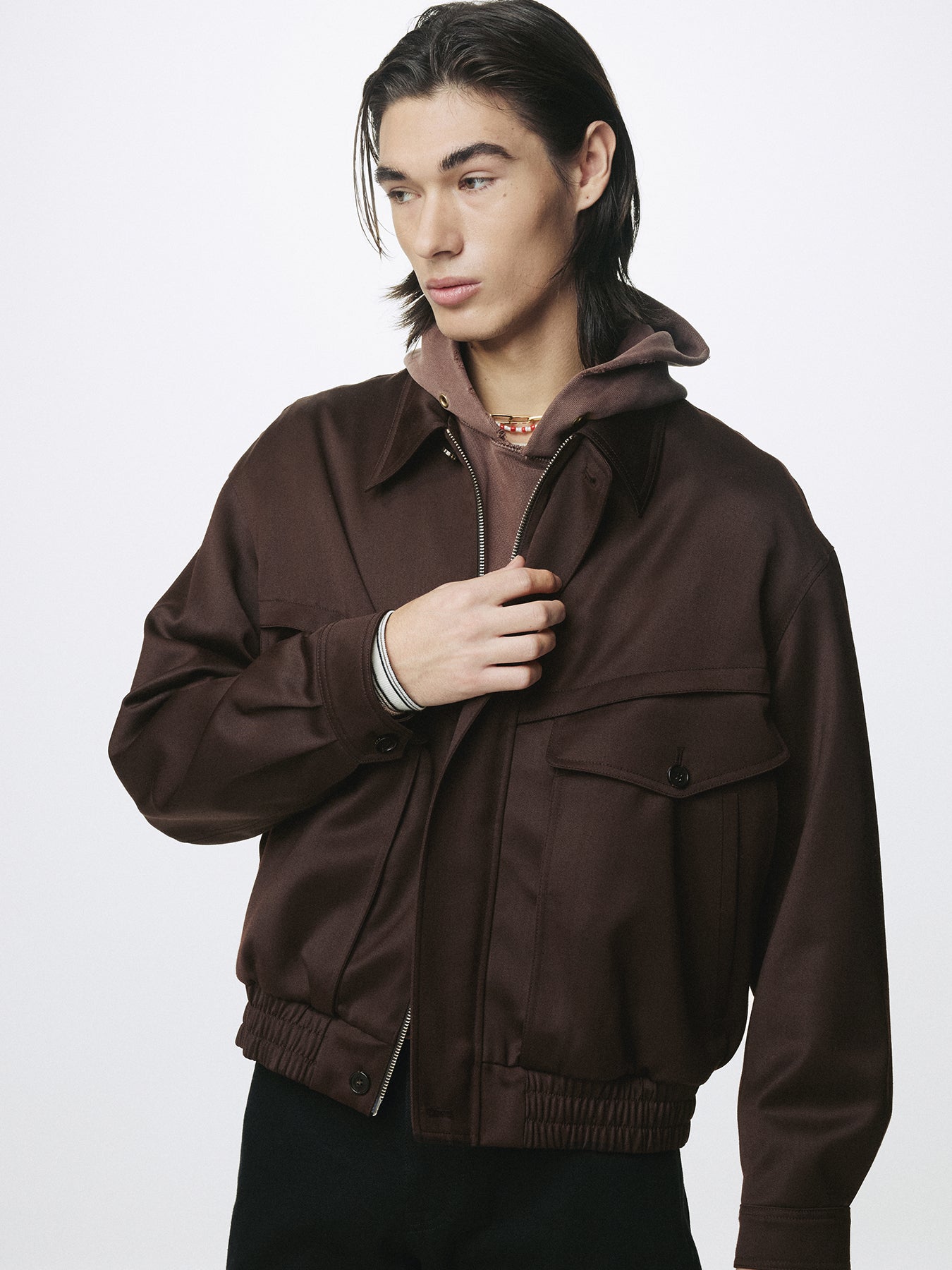 WOOL VISCOSE OVERSIZED BOMBER JACKET_ DARK BURGUNDY
