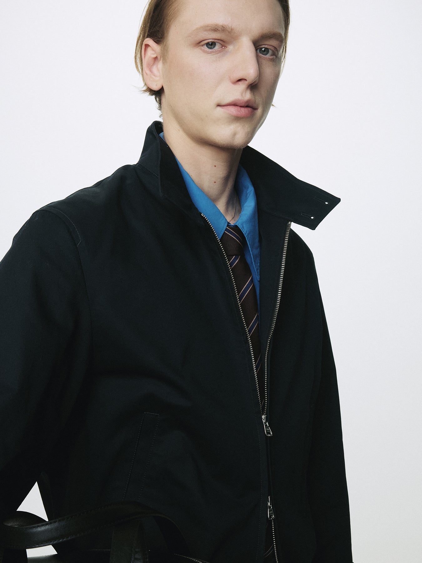 HIGH DENSITY COTTON HARRINGTON JACKET_ NAVY