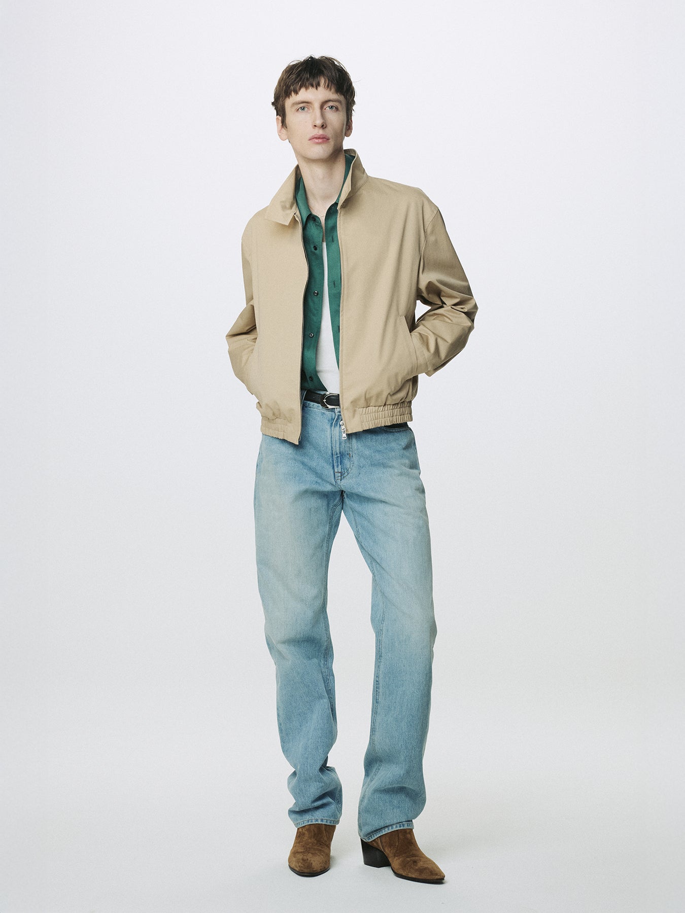 SLIM STRAIGHT DENIM JEANS_ LIGHT BLUE
