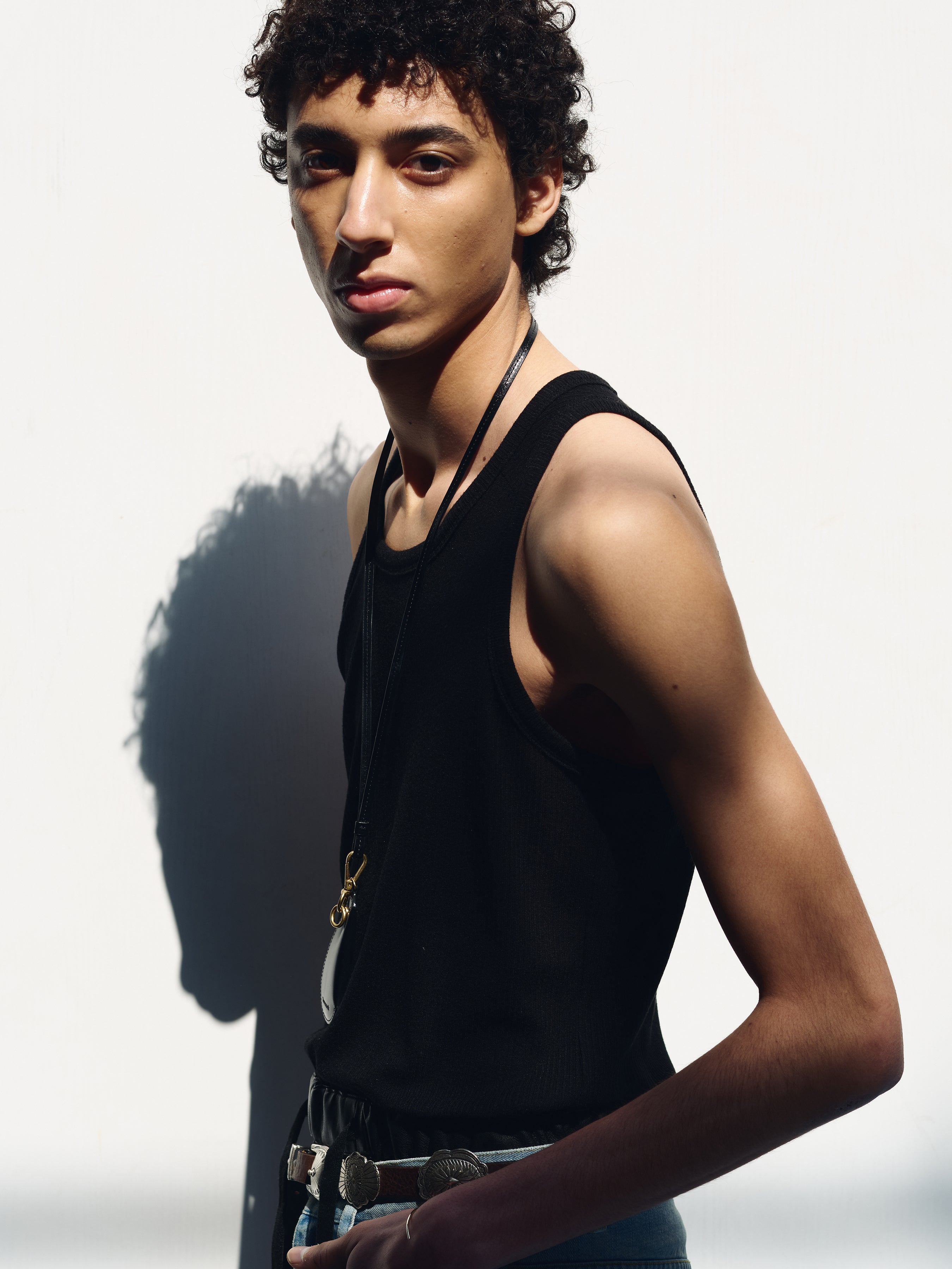 SILK LYOCELL RIB TANK TOP (JAPANESE FABRIC)_ BLACK