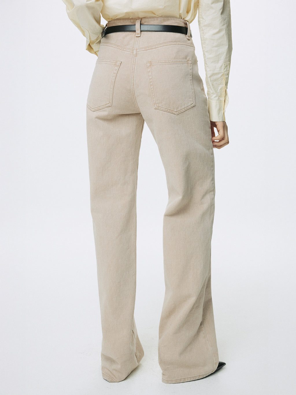 (W) WASHED COTTON STRAIGHT PANTS_ WASHED BEIGE