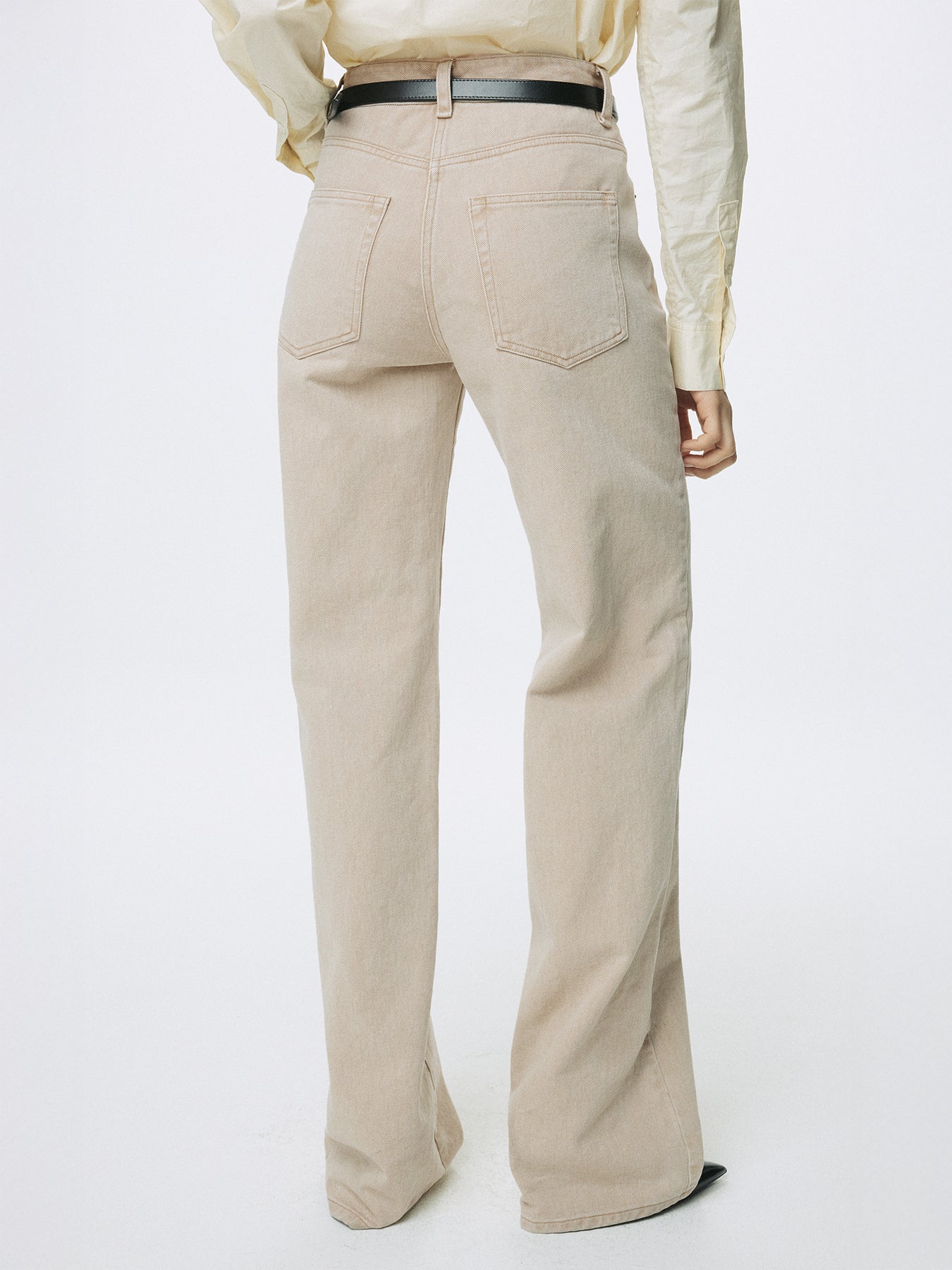 (W) WASHED COTTON STRAIGHT PANTS_ WASHED BEIGE