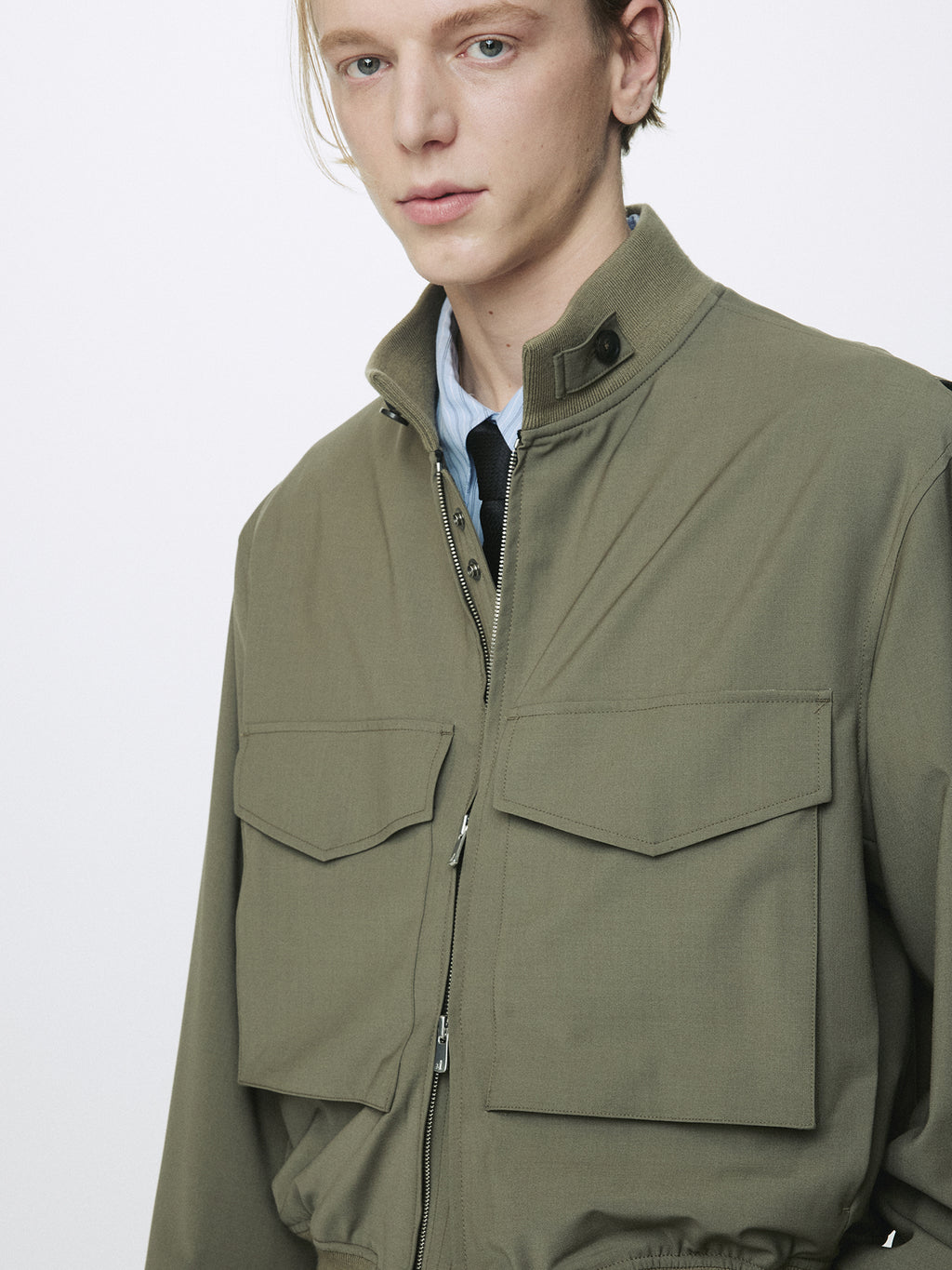 LIGHT WOOL WEB JACKET_ OLIVE
