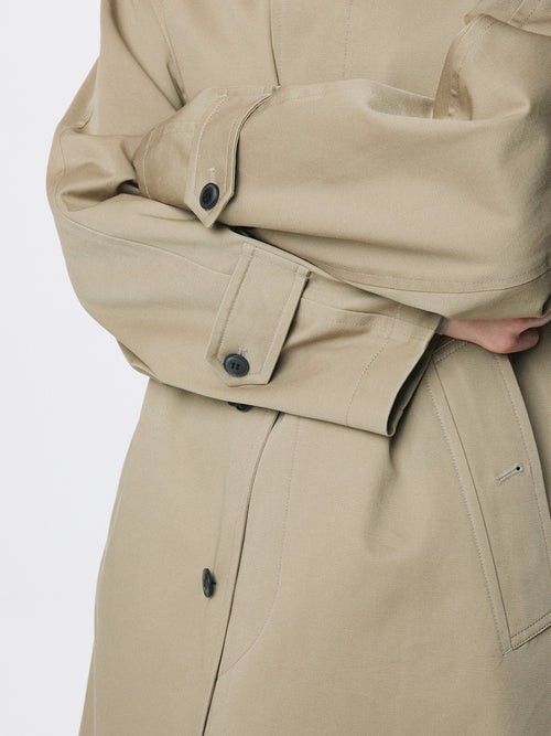 (W) COTTON DRILL SINGLE-BREASTED OVERCOAT_ BEIGE