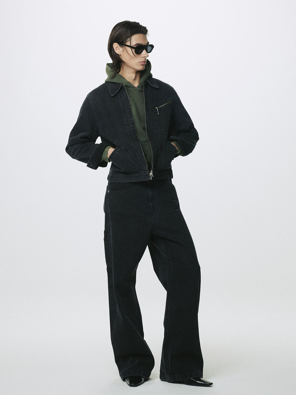 CORD TWILL DENIM ZIPPRERD JACKET_ FADED BLACK