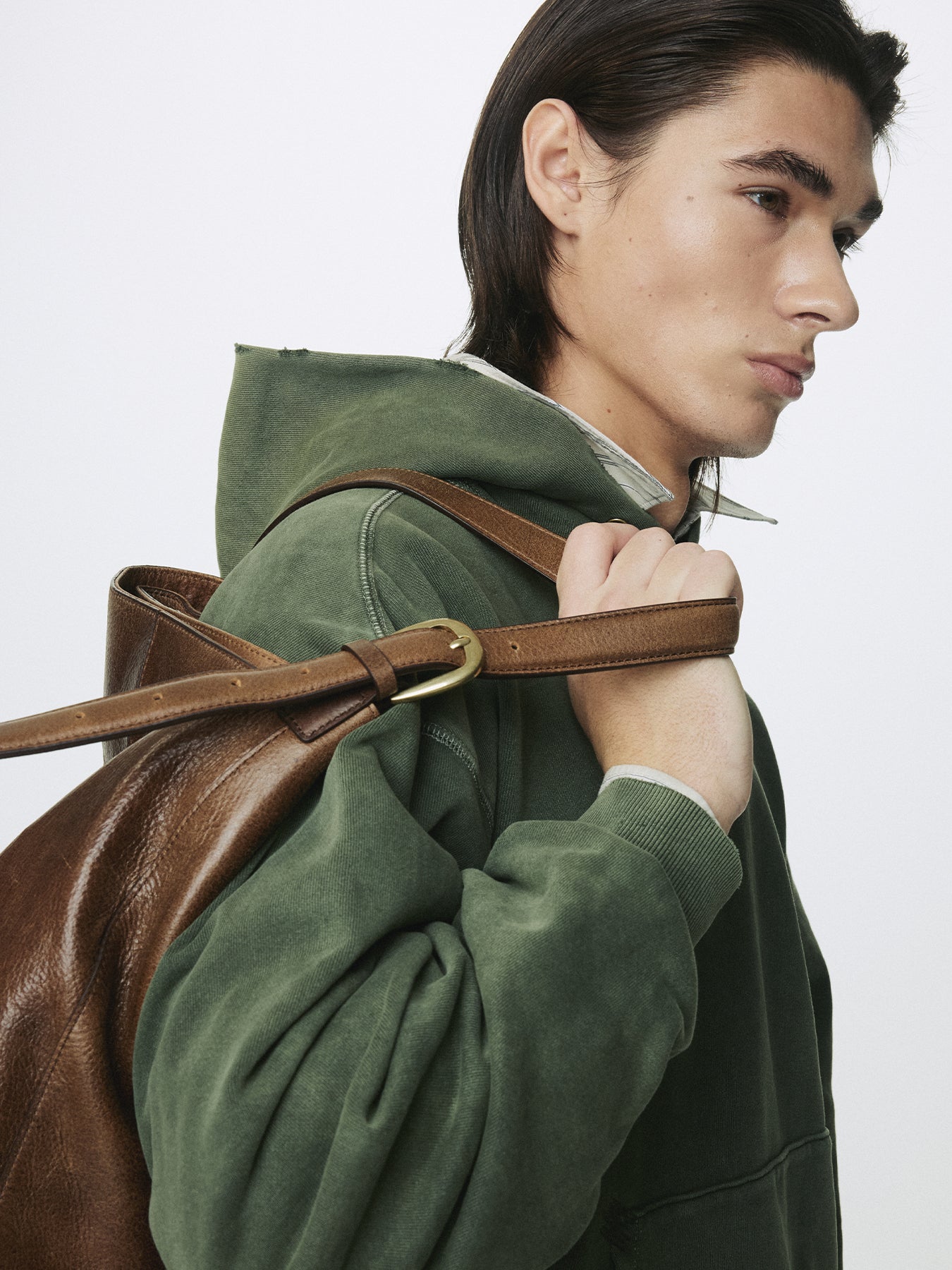 GARMENT DYED RAW EDGE HOODIE_ FADED GREEN