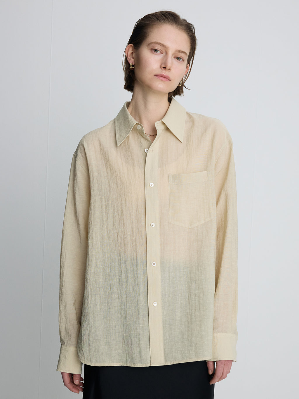 (W) LINEN RELAXED FIT SHIRT_ BEIGE