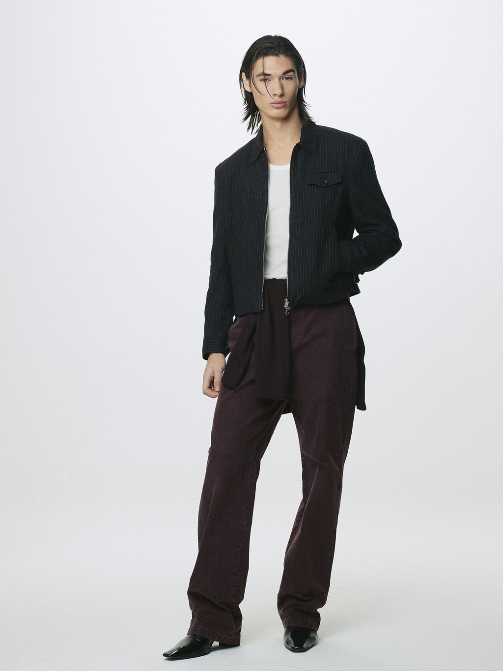GARMENT DYED COTTON STRAIGHT PANTS_ FADED BURGUNDY
