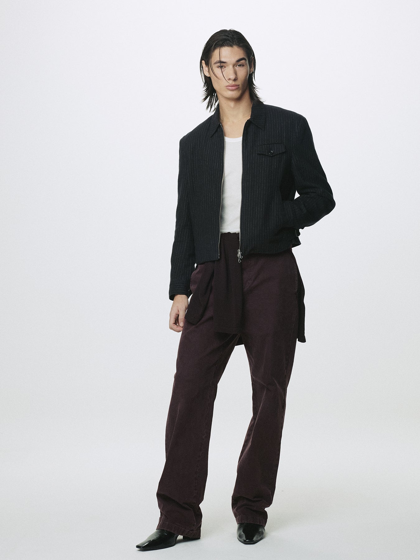GARMENT DYED COTTON STRAIGHT PANTS_ FADED BURGUNDY