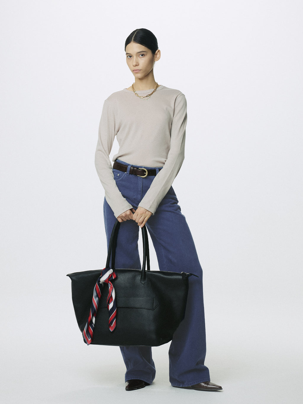 (W) COTTON CASHMERE ESSENTIAL TOP_ ARCTIC GREY
