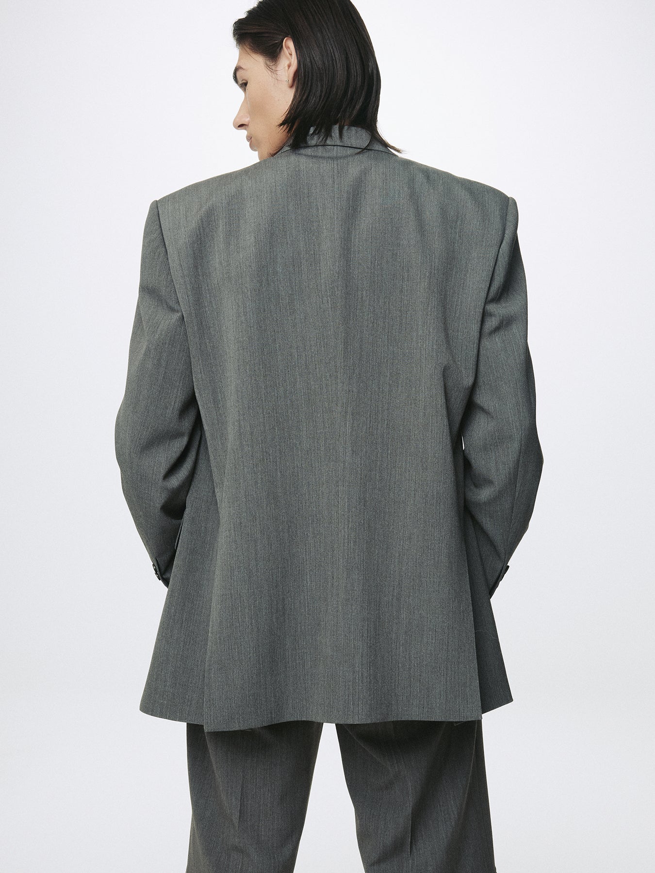 MELANGE WOOL OVERSIZED TAILORED JACKET_ MELANGE GREY