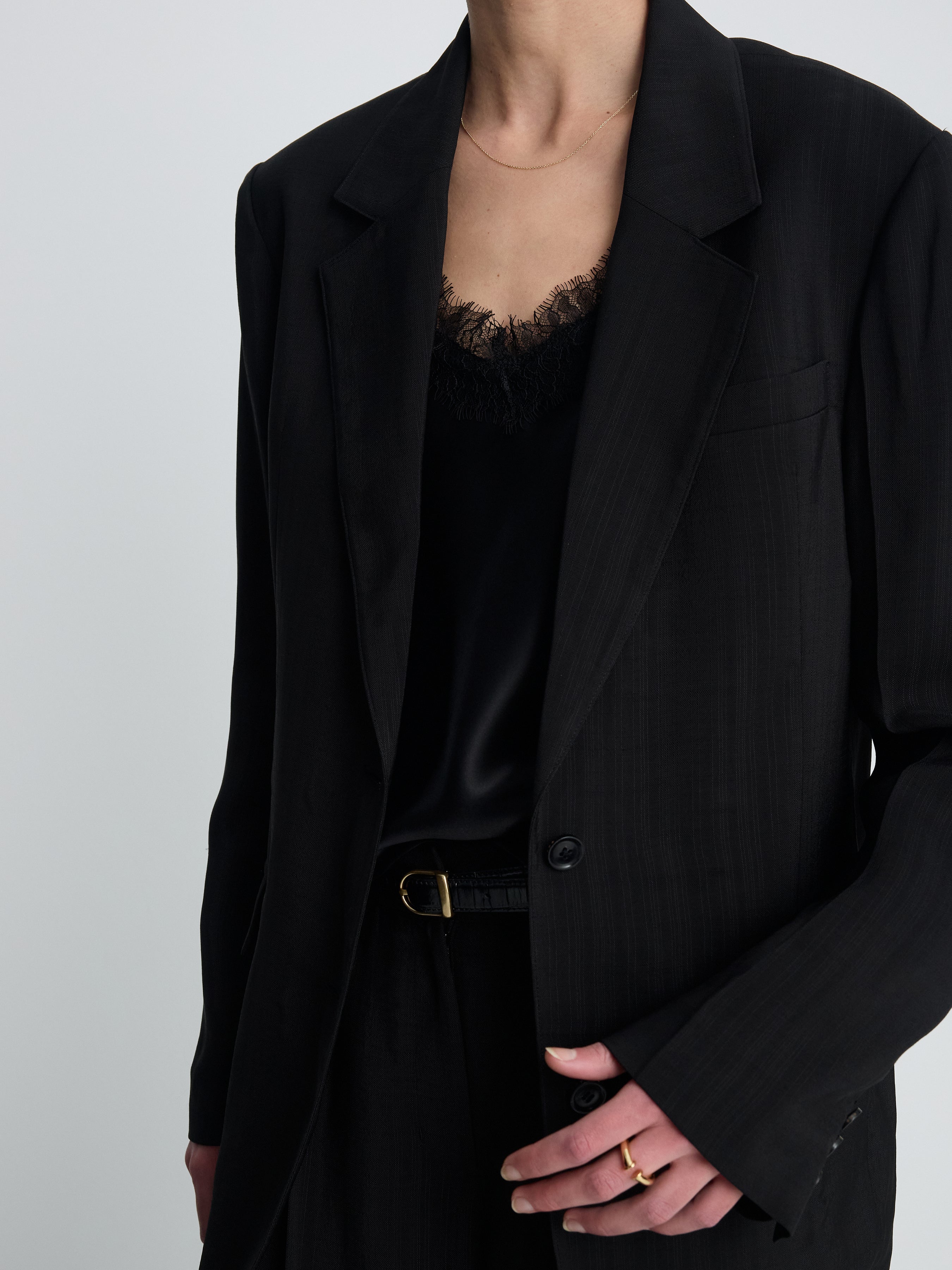 (W) AIRY TAILORED JACKET_ BLACK