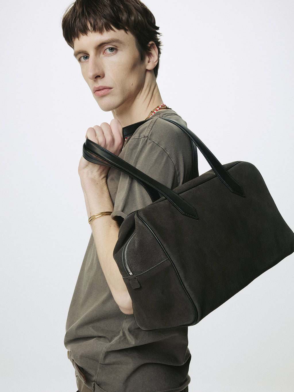 GARMENT DYED RAW EDGE T-SHIRT_ FADED BROWN