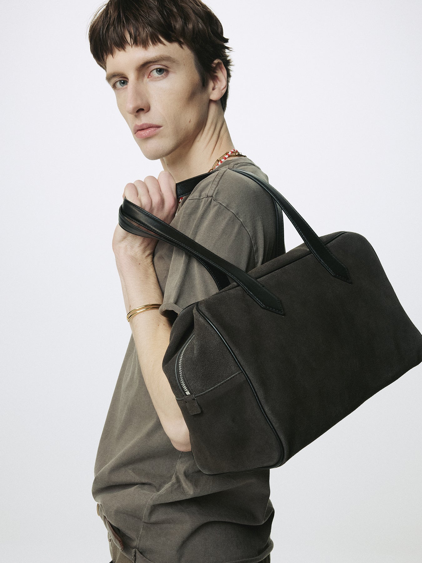 GARMENT DYED RAW EDGE T-SHIRT_ FADED BROWN