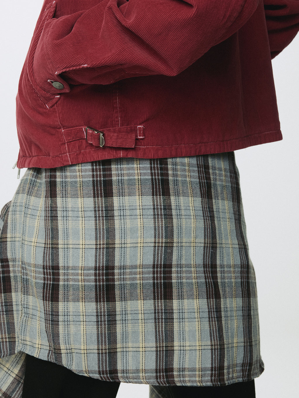 GARMENT DYED CORDUROY ZIP JACKET_ FADED RED
