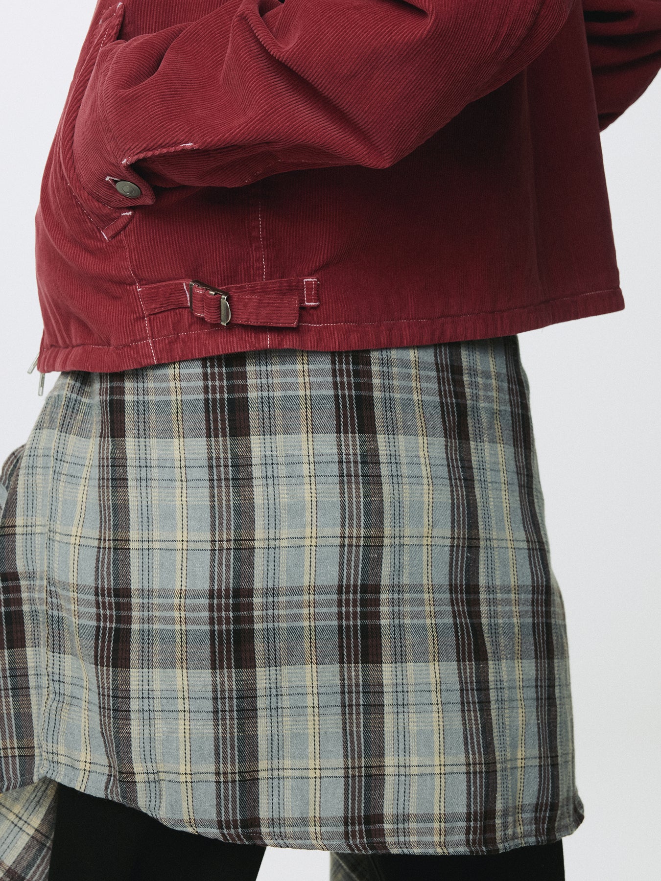GARMENT DYED CORDUROY ZIP JACKET_ FADED RED