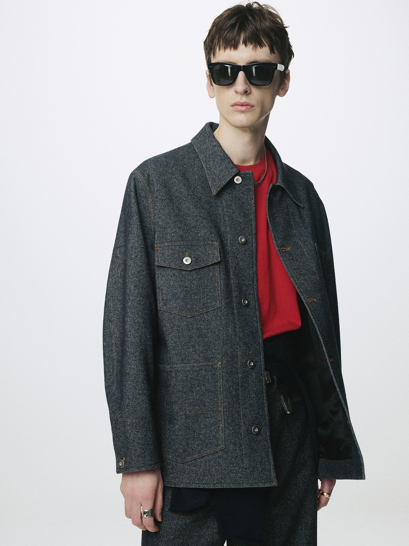WOOL DENIM CHORE JACKET (ITALIAN FABRIC)_ DARK INDIGO