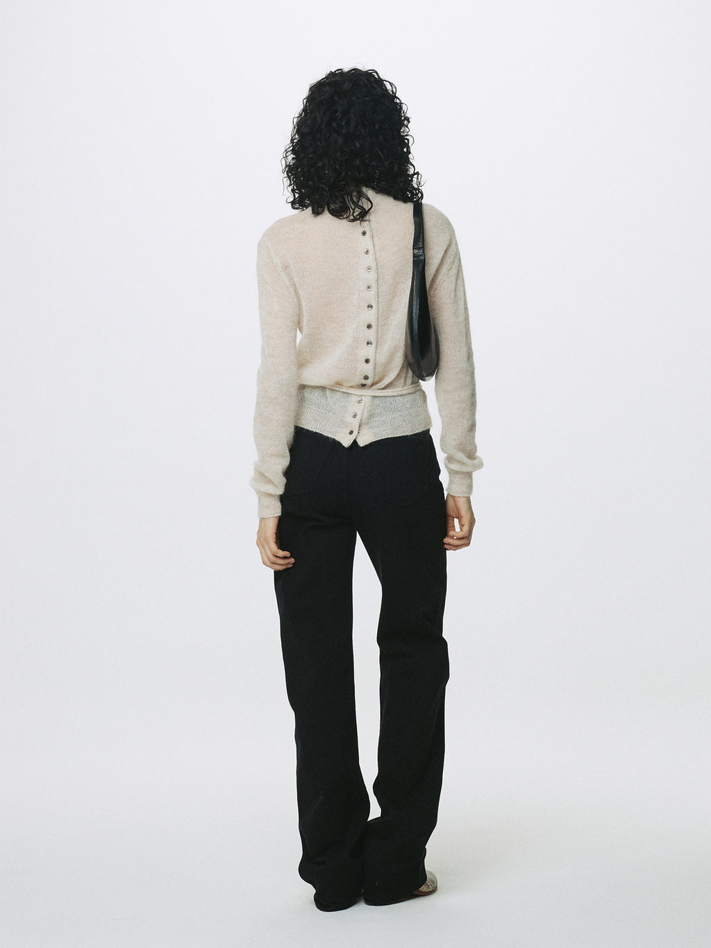 (W) MOHAIR HALF-NECK CARDIGAN_ ECRU