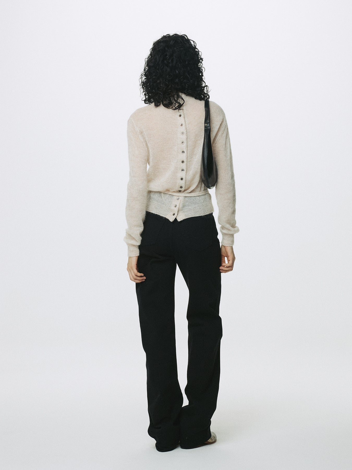 (W) MOHAIR HALF-NECK CARDIGAN_ ECRU