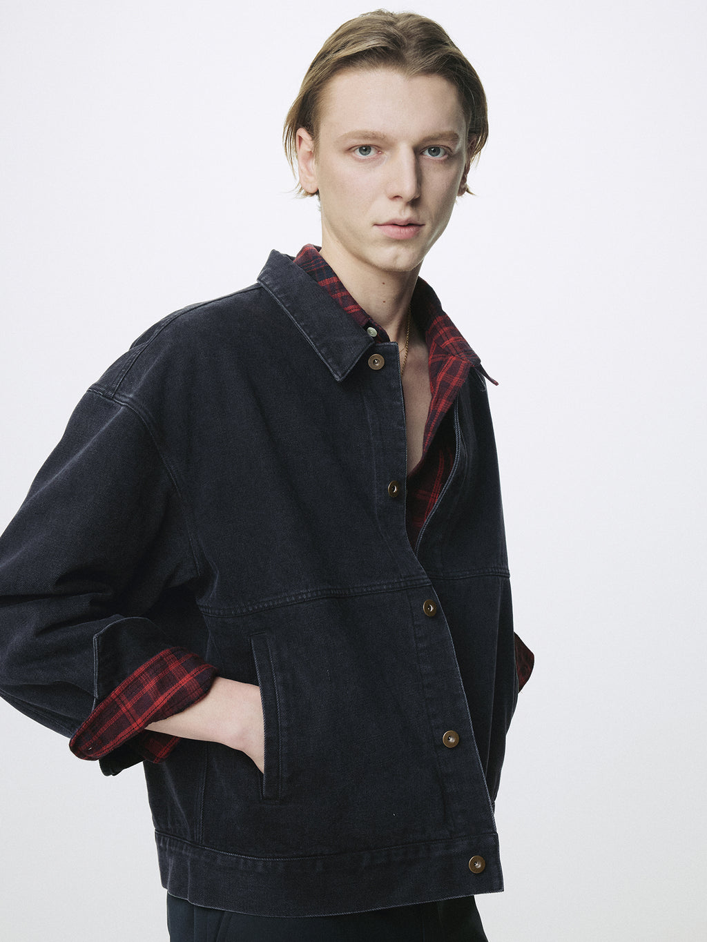 RELAXED DENIM BLOUSON JACKET_ FADED BLACK