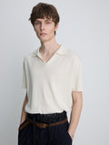 SILK CASHMERE OPEN COLLAR KNIT_ ECRU
