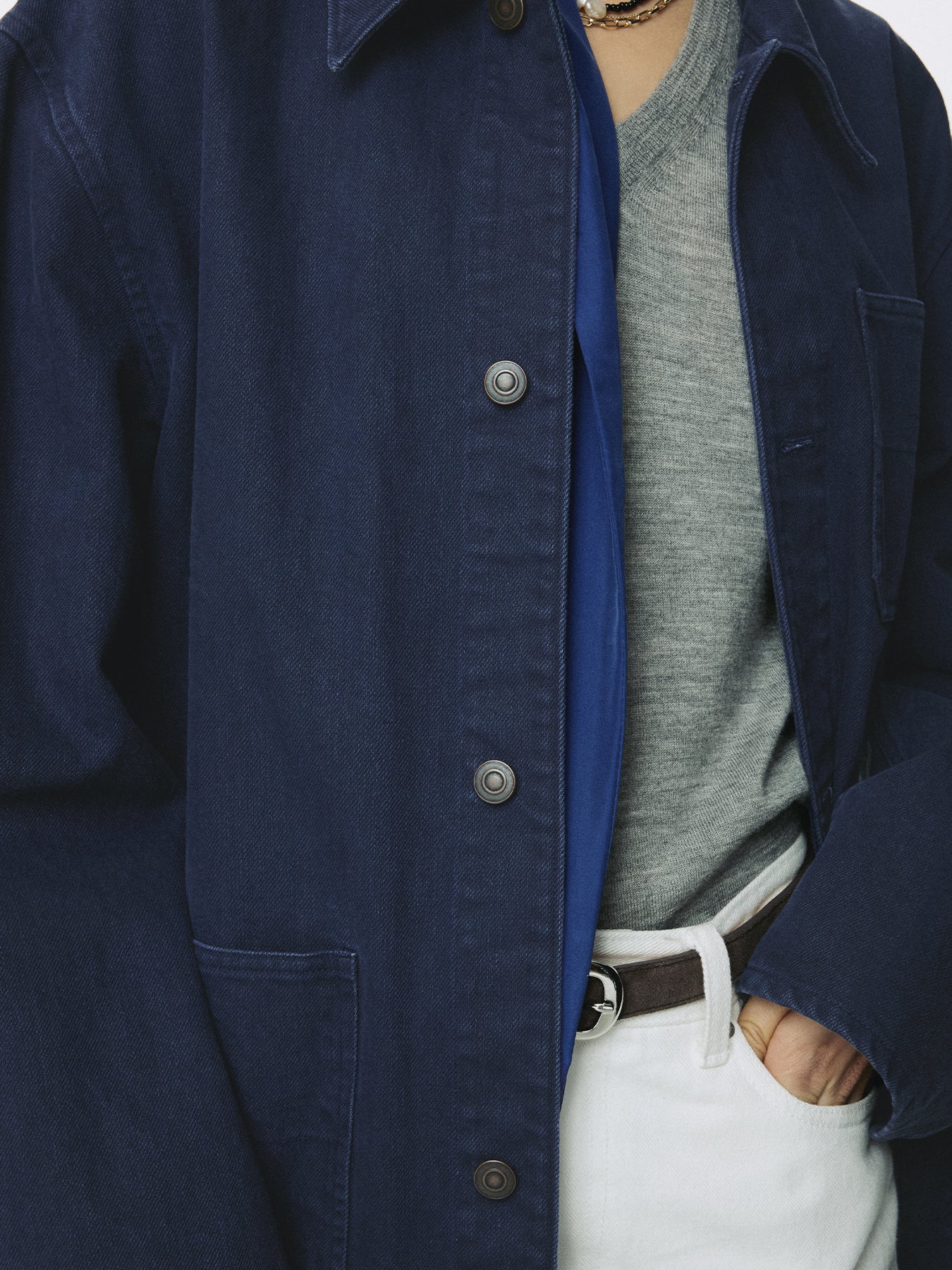 (W) GARMENT WASHED COTTON TWILL UTILITY JACKET_ PURPLE BLUE
