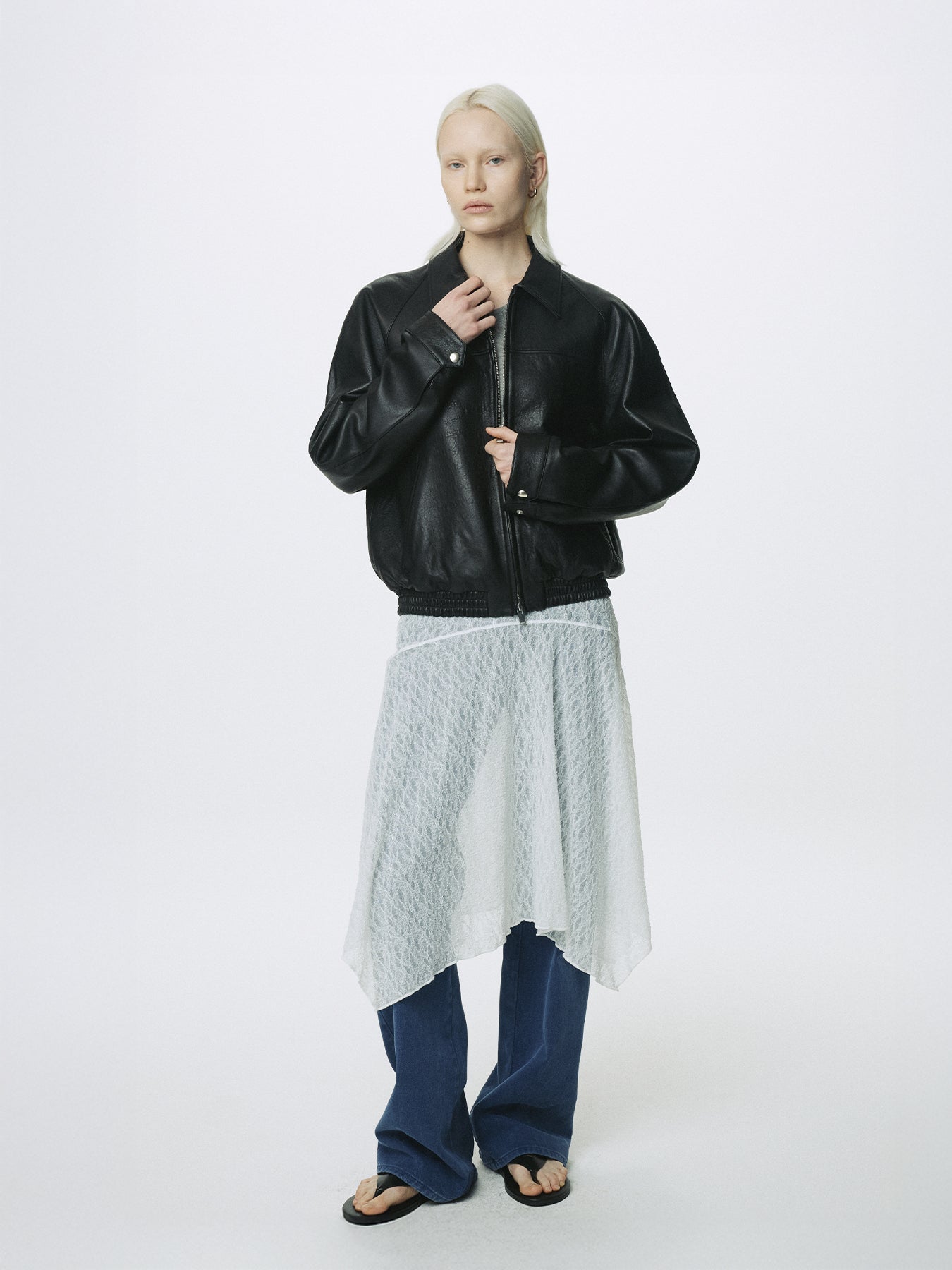 (W) LACE DRAPED SKIRT_ OFF WHITE