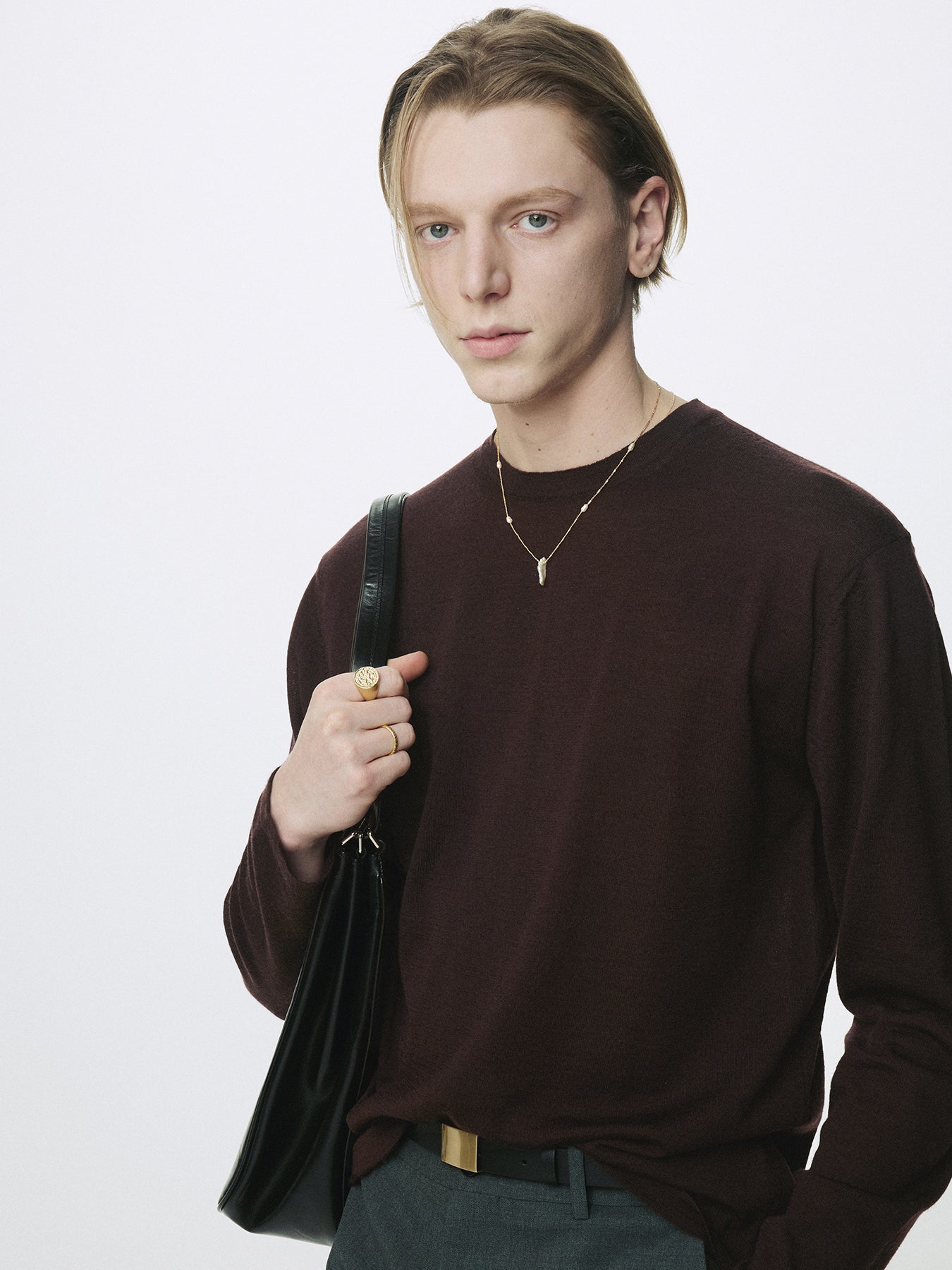 FEATHER-WEIGHT WOOL LONGSLEEVE KNIT_ MERLOT BROWN