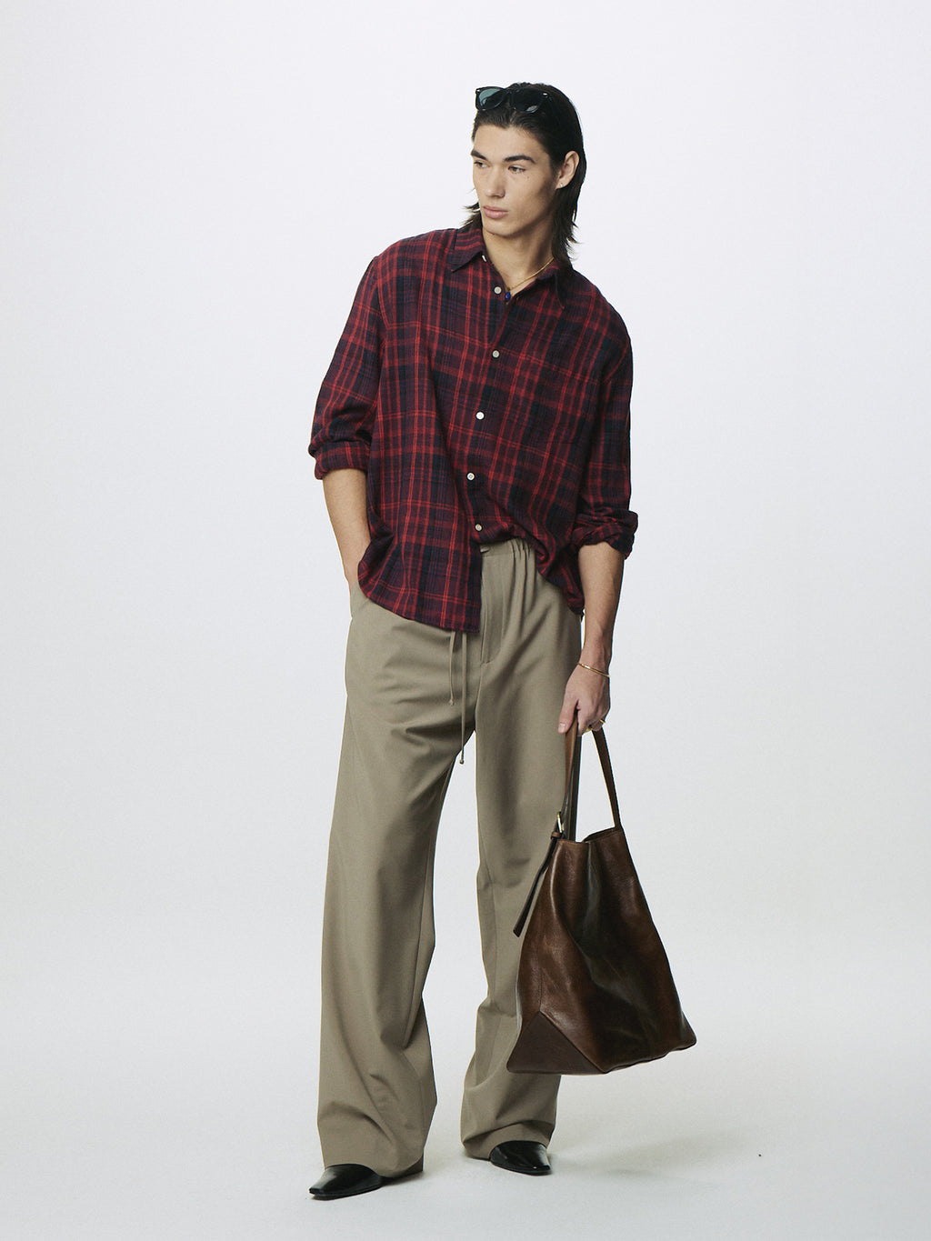 OIL PULL UP LEATHER TOTE BAG_ ANTIQUE BROWN