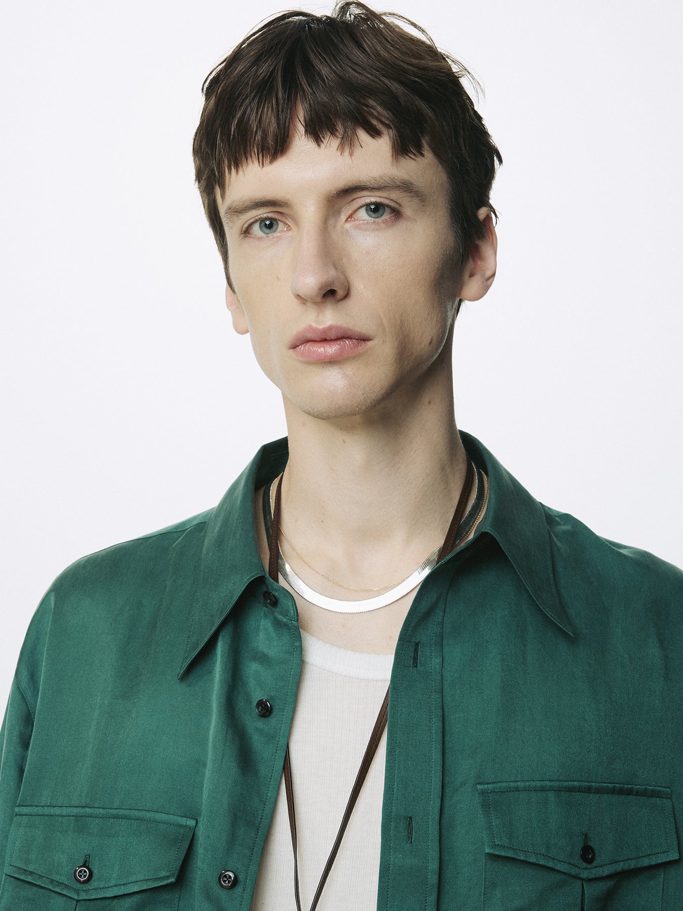SILK COTTON DOUBLE POCKET SHIRT_ GREEN