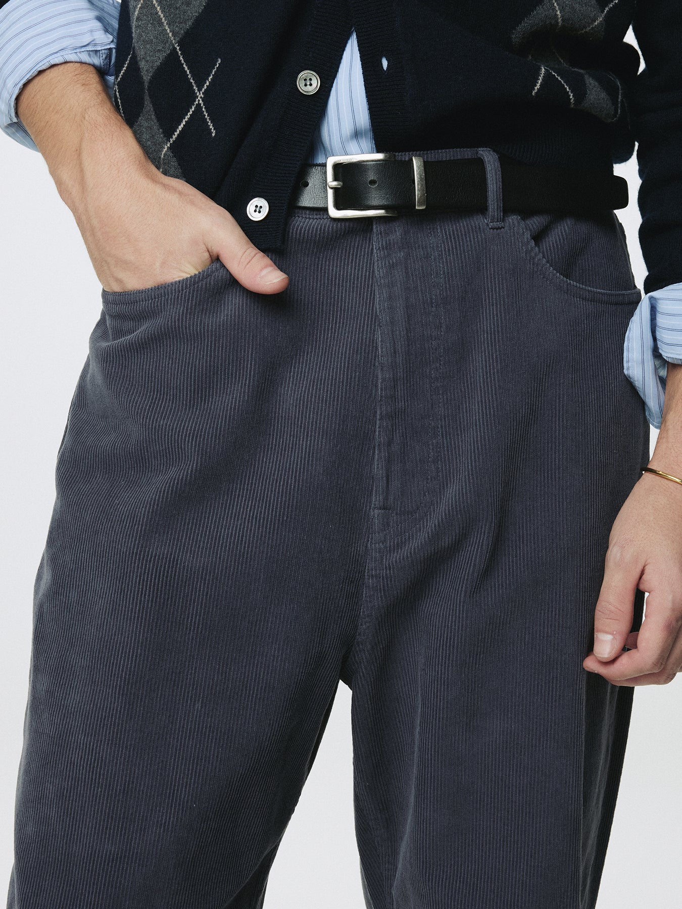 WASHED CORDUROY WIDE-LEG PANTS_ PURPLE NAVY