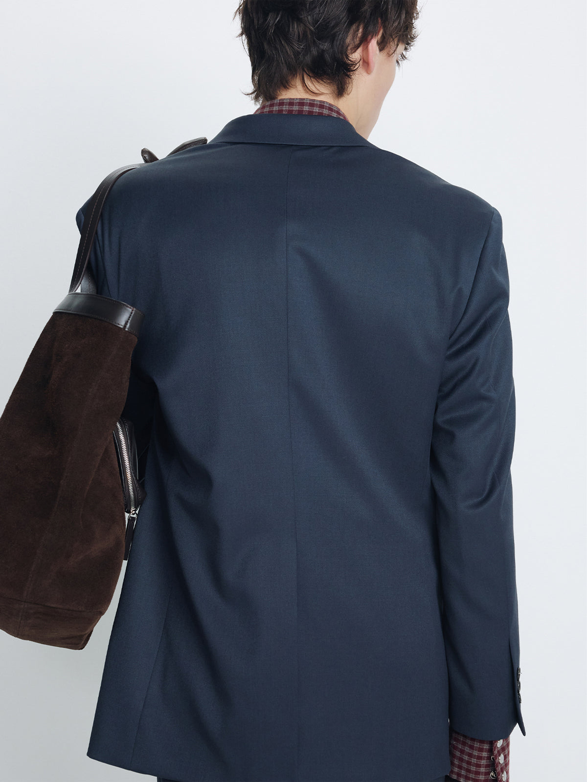 WOOL BLEND TAILORED BLAZER_ SLATE GREY