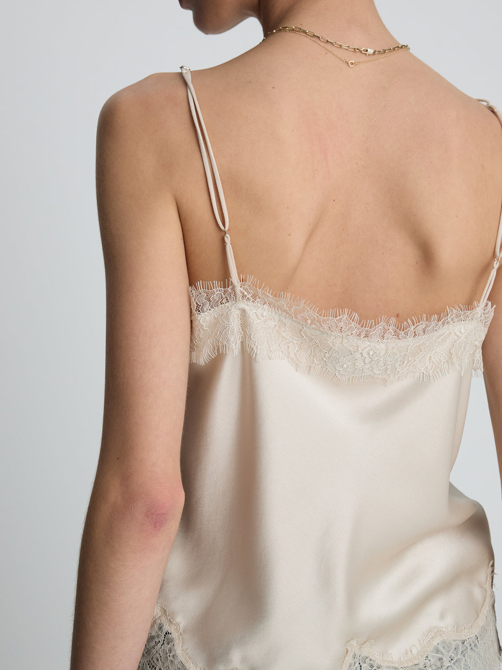 (W) SATIN LACE CAMISOLE_ BEIGE