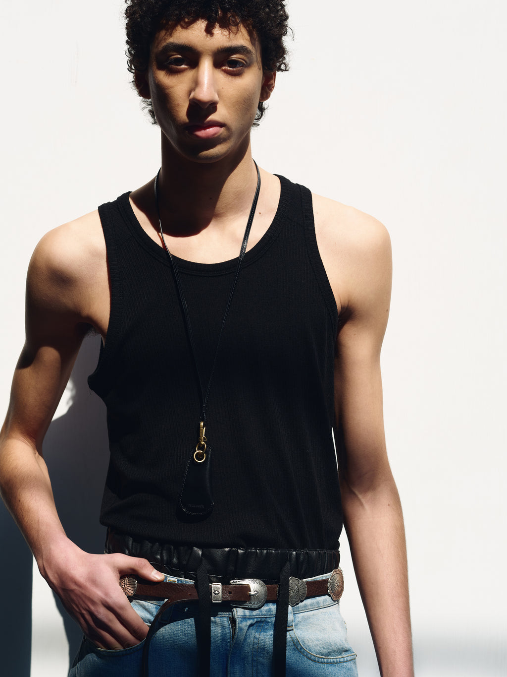SILK LYOCELL RIB TANK TOP (JAPANESE FABRIC)_ BLACK