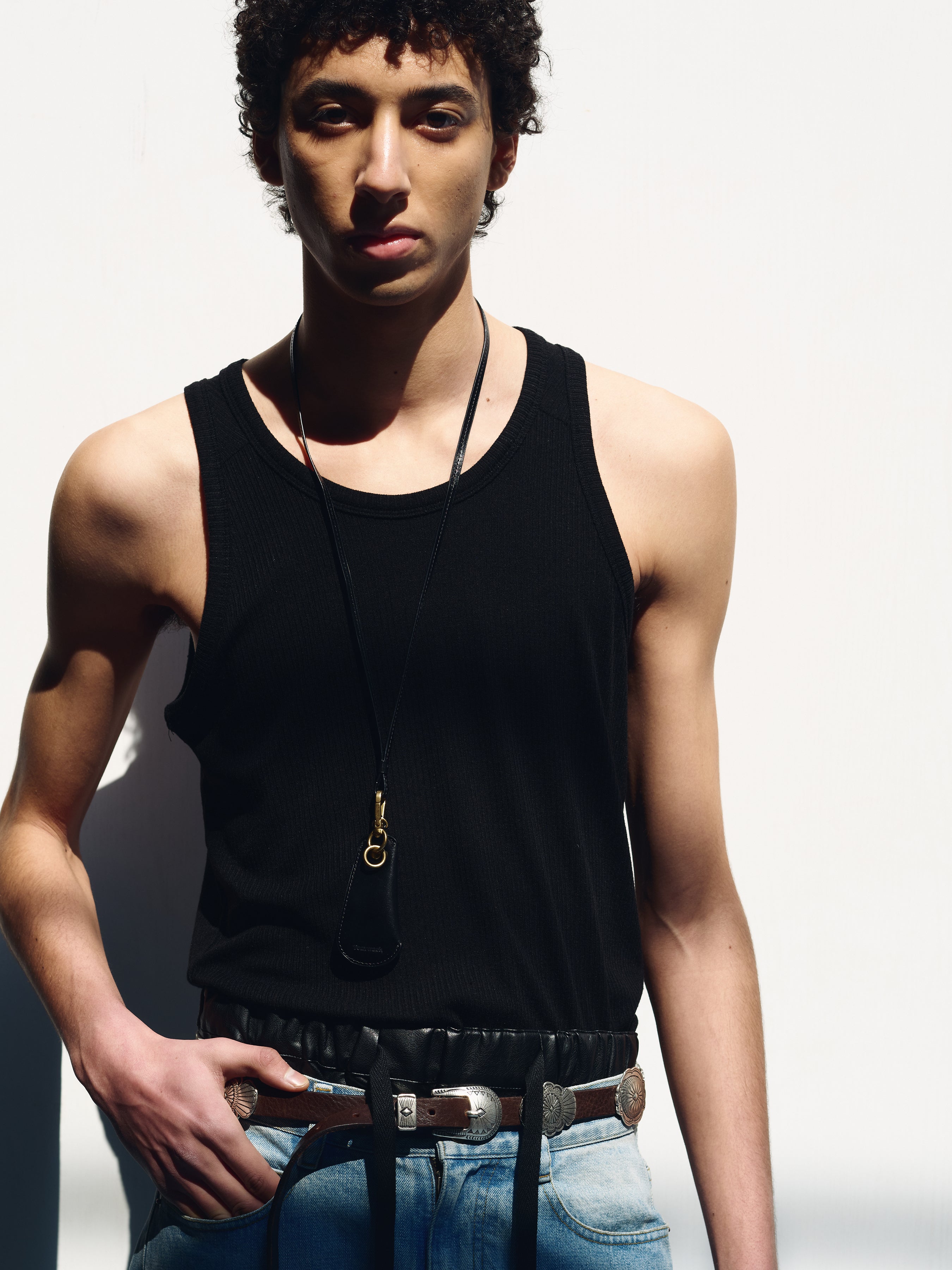 SILK LYOCELL RIB TANK TOP (JAPANESE FABRIC)_ BLACK