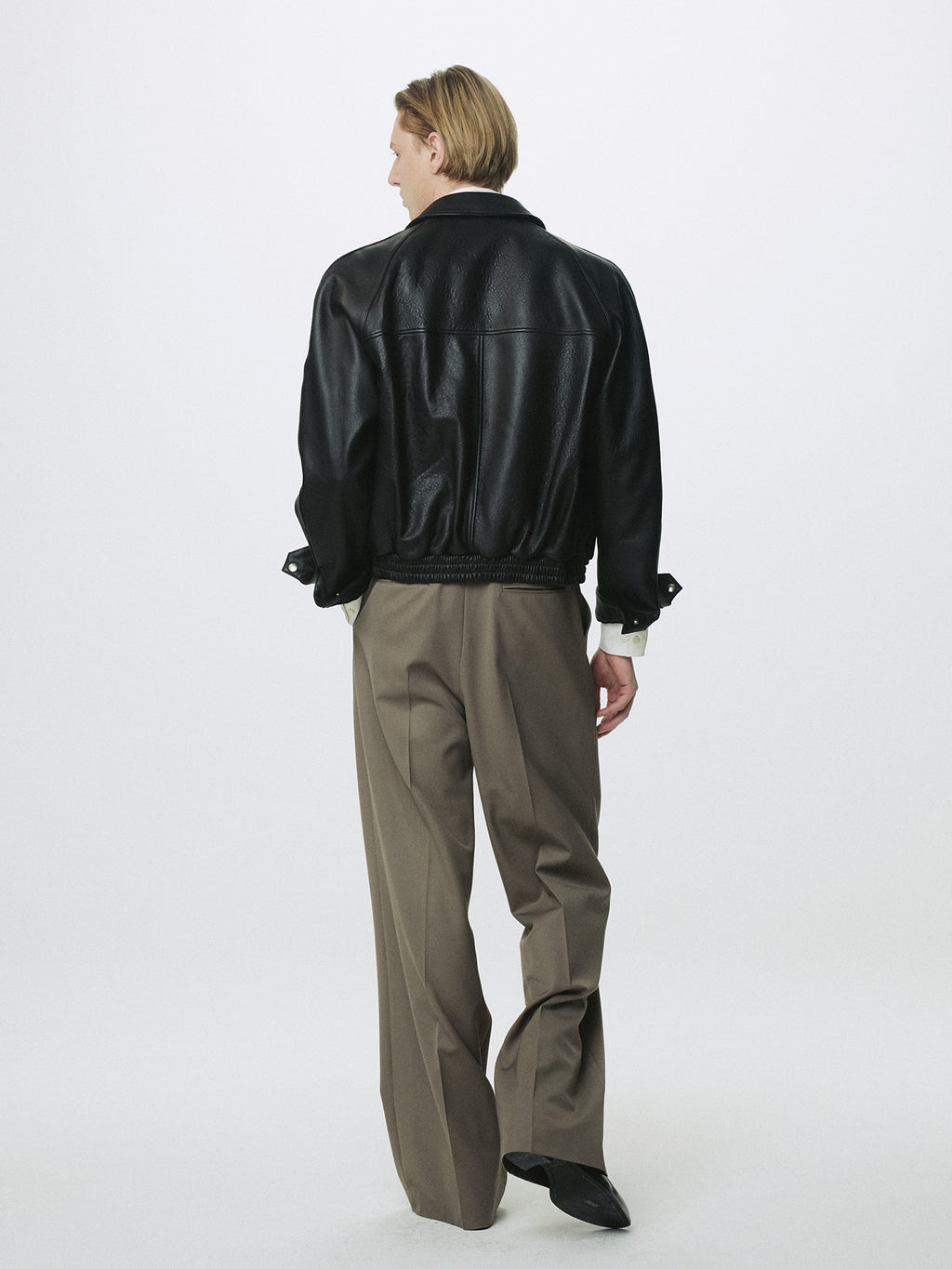 WOOL DOUBLE PLEATS EXTRA-WIDE TROUSERS_ TAUPE