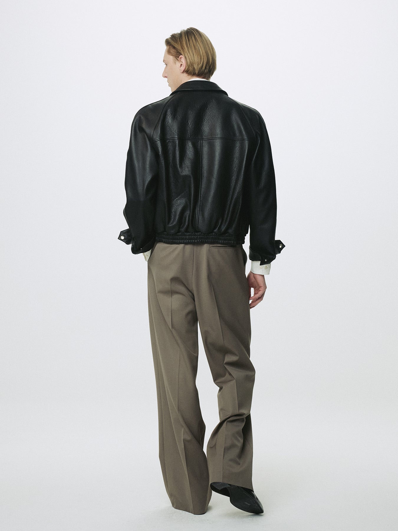 WOOL DOUBLE PLEATS EXTRA-WIDE TROUSERS_ TAUPE