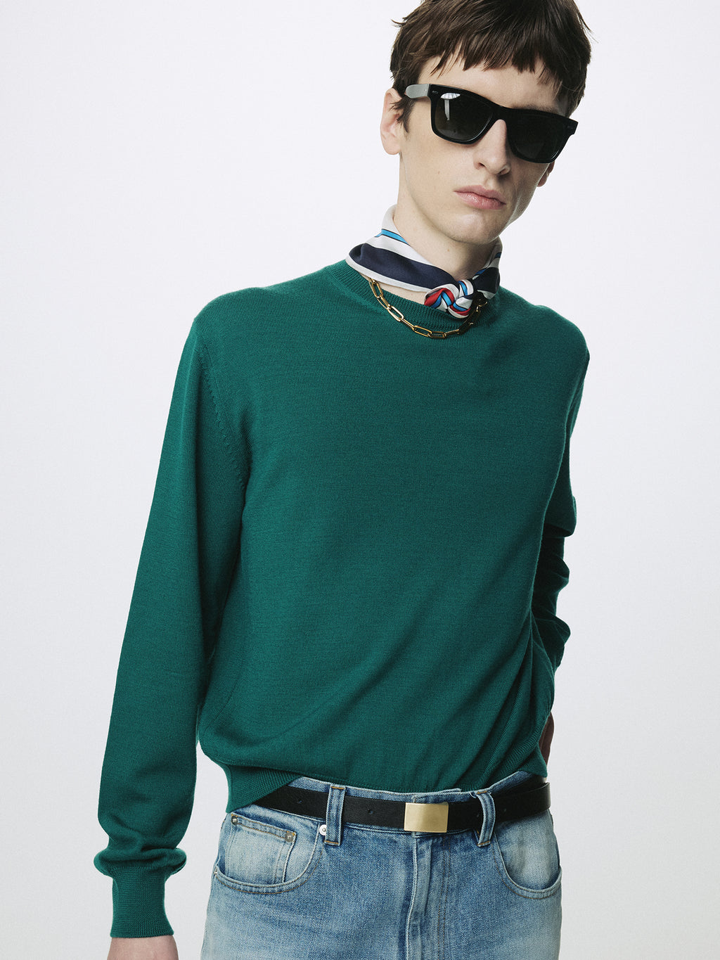 SPRING WOOL CREW NECK KNIT_ SEA GREEN