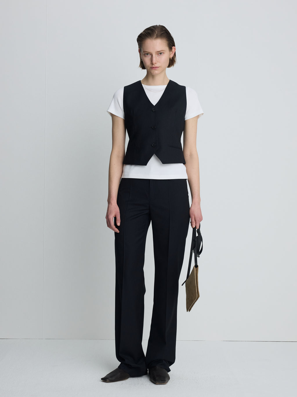 (W) WOOL STRAIGHT TROUSERS_ NAVY PINSTRIPE