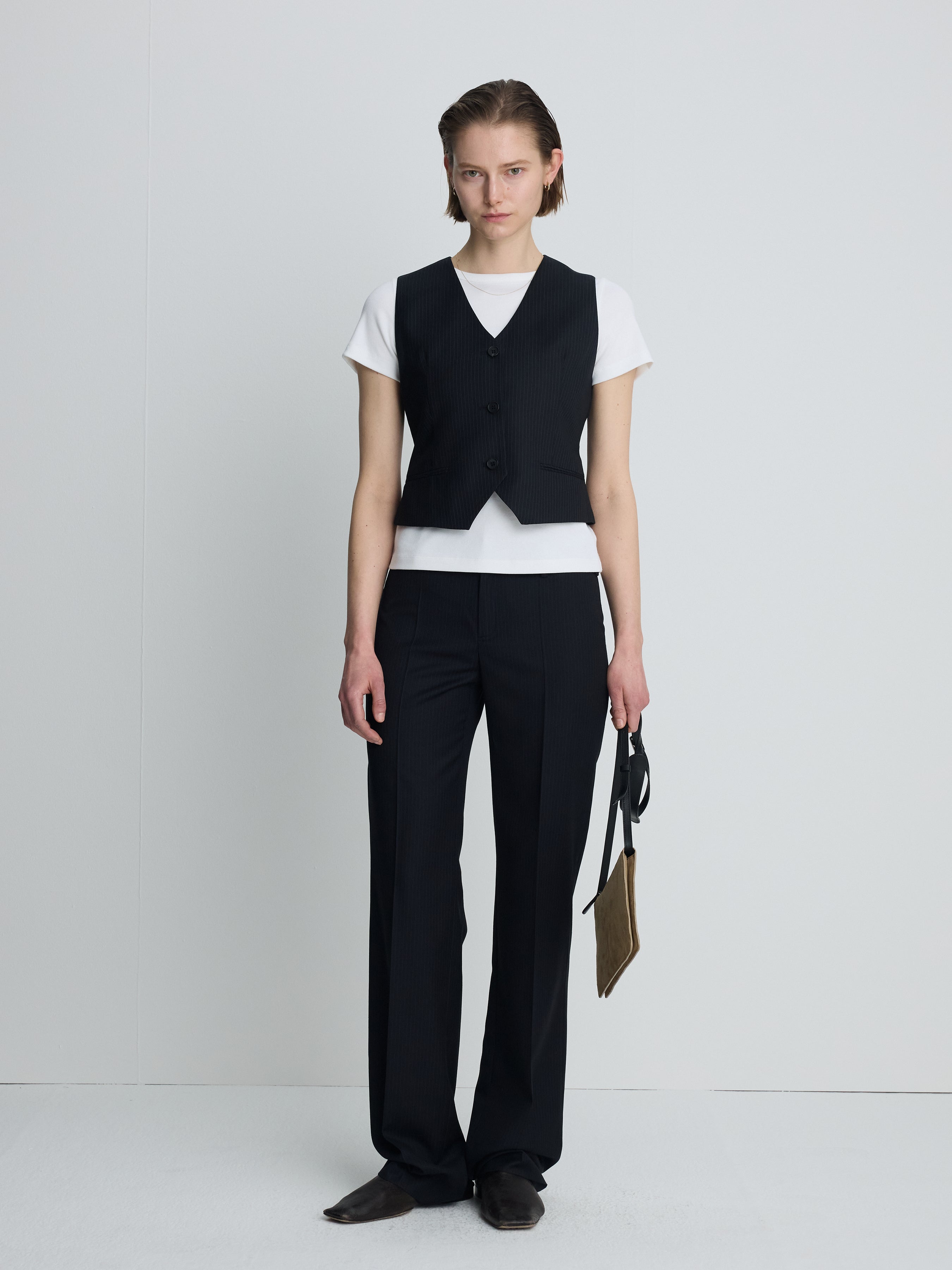 (W) WOOL STRAIGHT TROUSERS_ NAVY PINSTRIPE