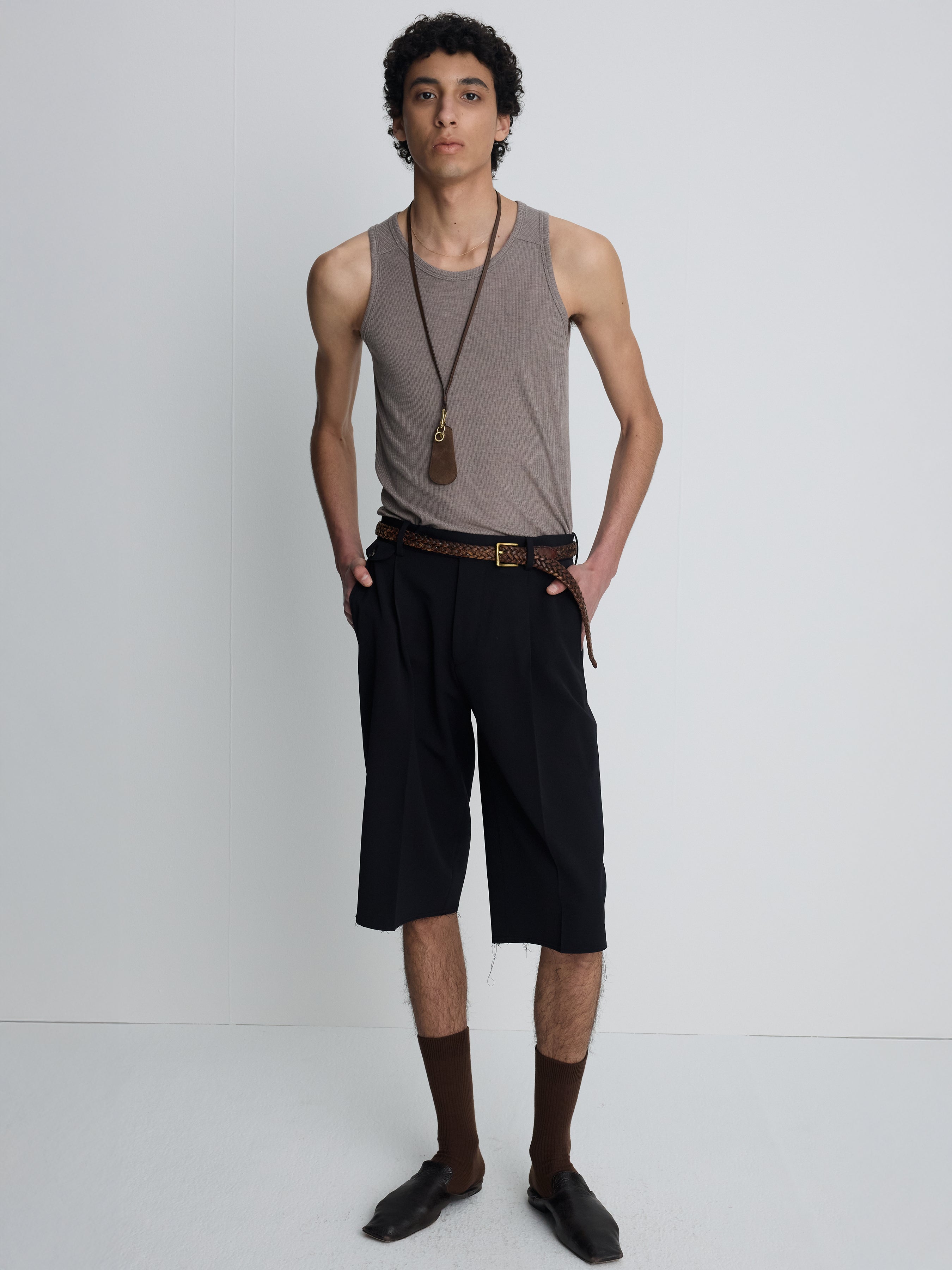 SILK LYOCELL RIB TANK TOP (JAPANESE FABRIC)_ TAUPE