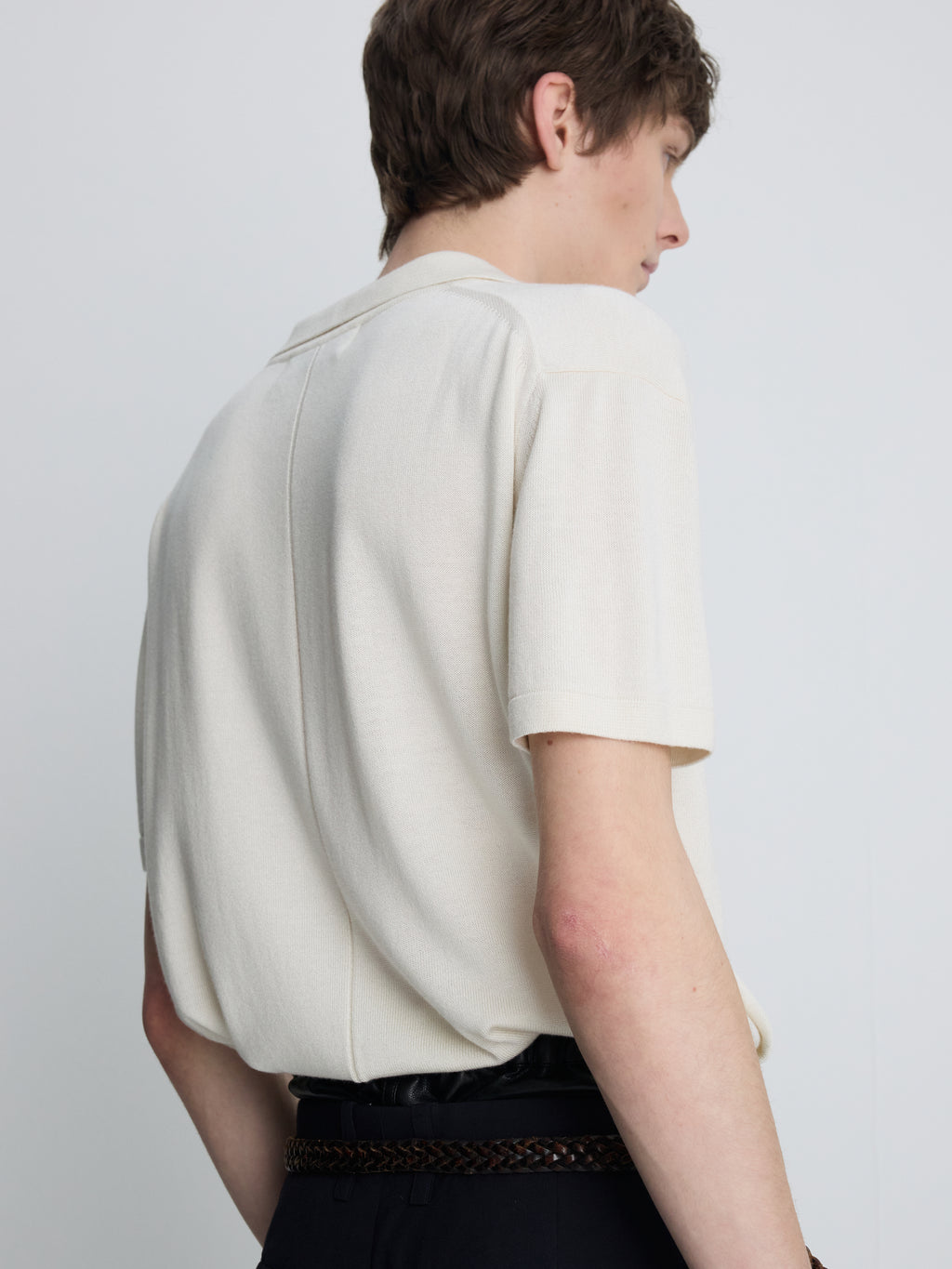 SILK CASHMERE OPEN COLLAR KNIT_ ECRU