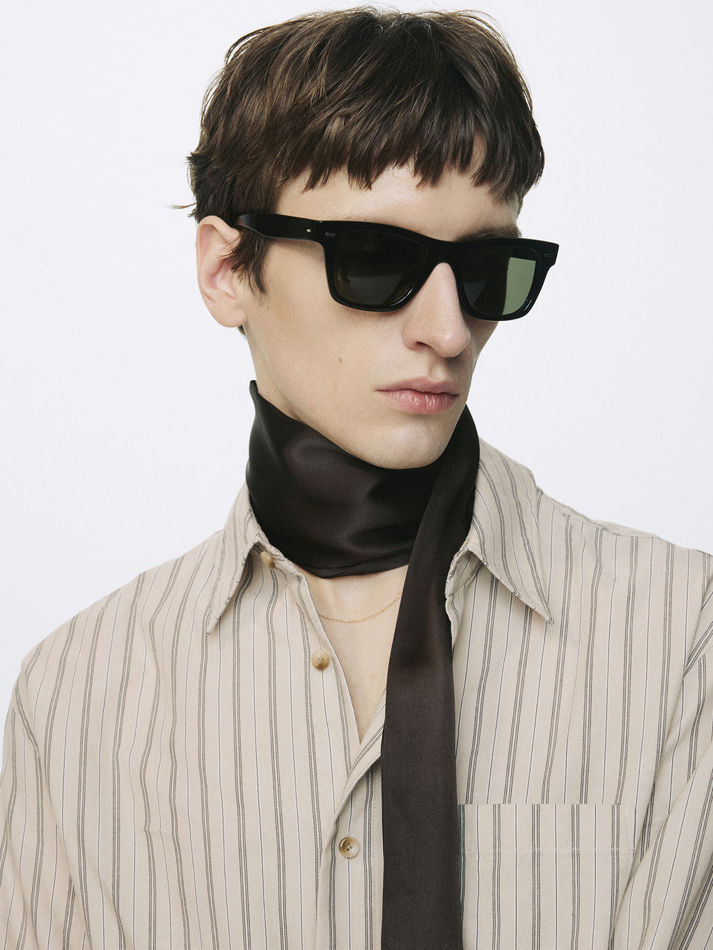 STRIPED COTTON SHIRT_ WARM GREY