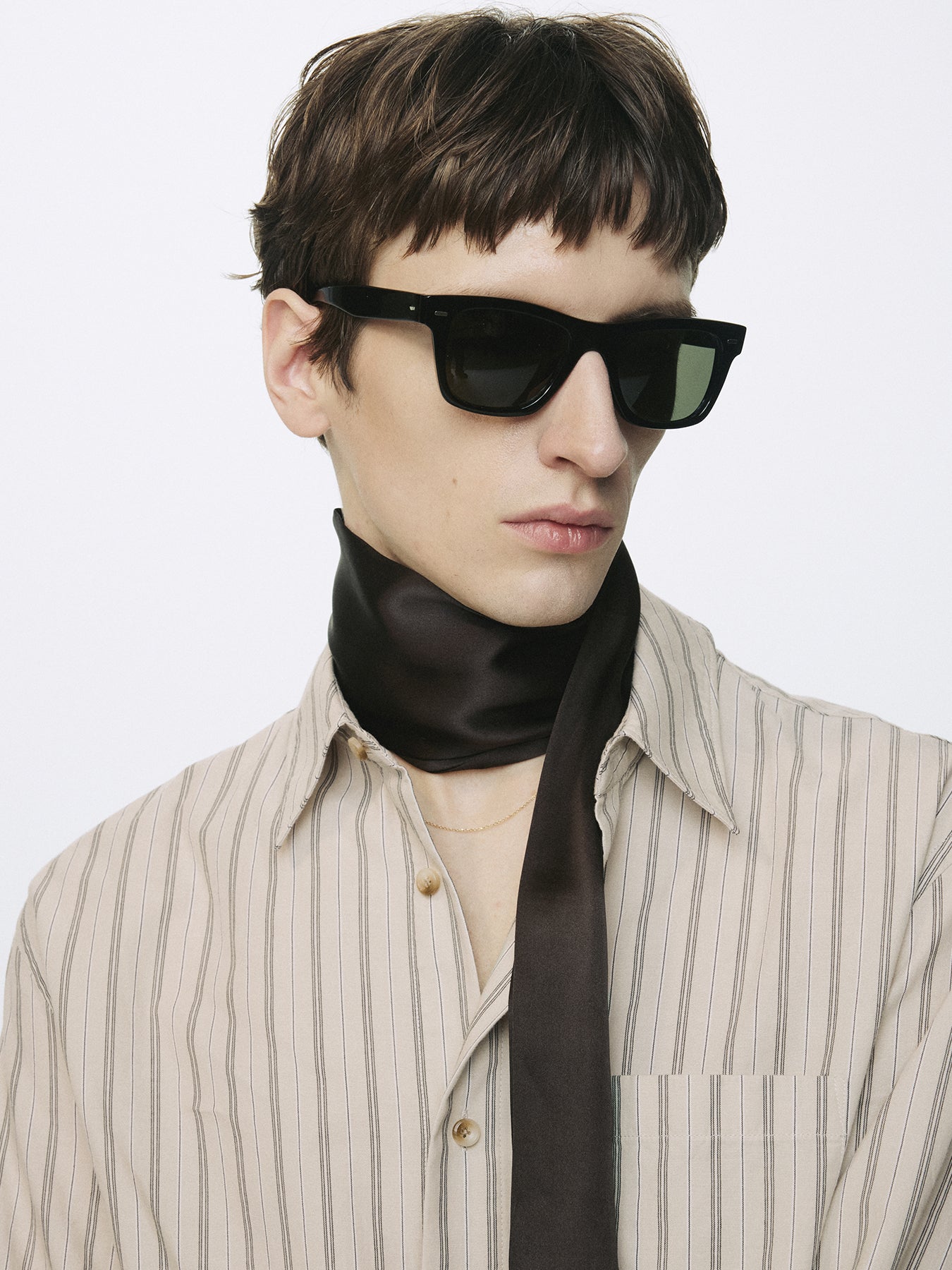 STRIPED COTTON SHIRT_ WARM GREY