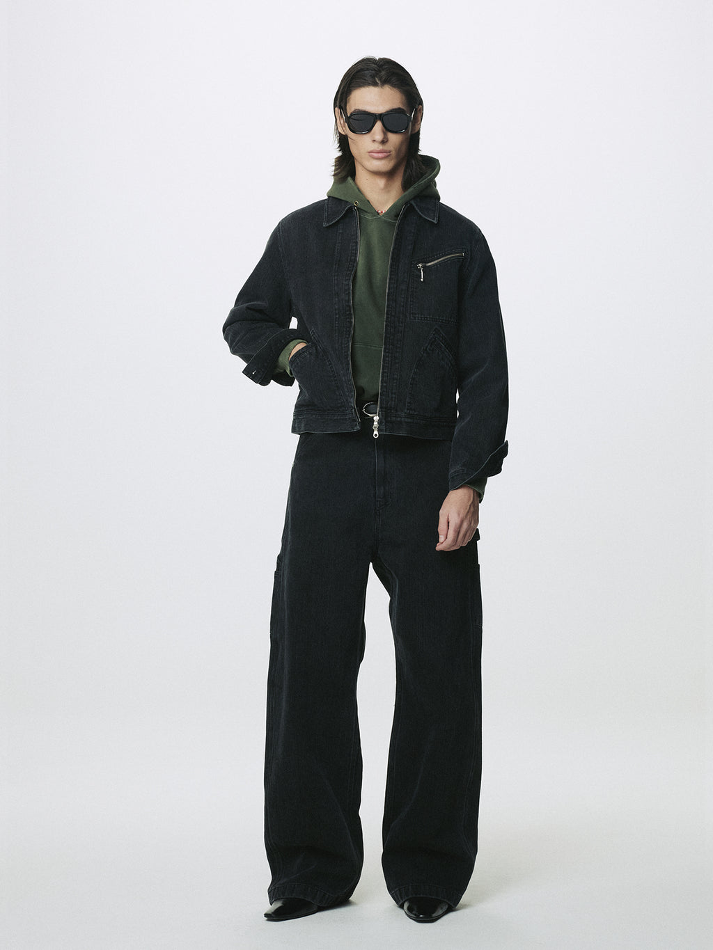 CORD TWILL DENIM ZIPPRERD JACKET_ FADED BLACK